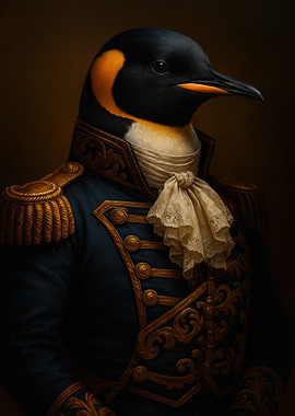 Penguin Portrait in Military Attire