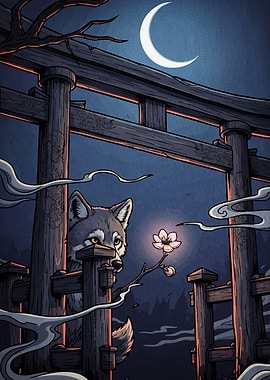 Wolf Torii Gate Cherry Blossom