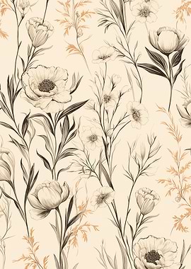 Floral Pattern Sepia Tones