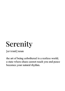 Serenity Definition Typography Art Print