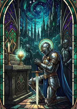 Knight's Prayer in Stained Glass