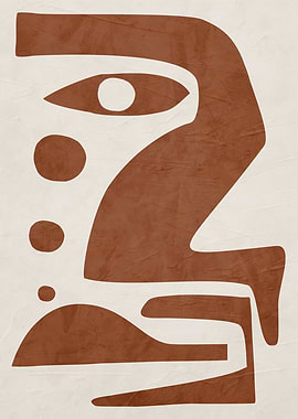 Abstract Face Art in Brown Tones