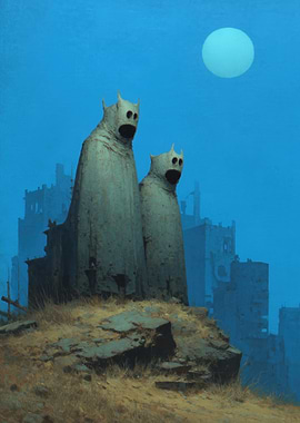 Eerie Figures in a Ruined City