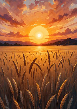 Golden Wheat Field at Sunset