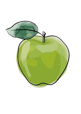 Green Apple Fruit Watercolor