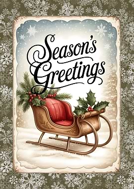 Season's Greetings Sleigh Holiday Card