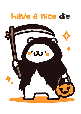 Cute Bear Grim Reaper Halloween