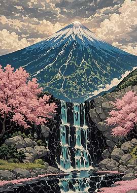 Mount Fuji and Cherry Blossoms Sakura Japan Landscape