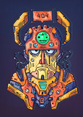 Robot Portrait with 404 Error Message