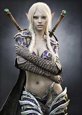 Fantasy Elf Warrior Woman Portrait