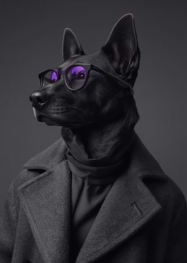 Sophisticated Dog Portrait in Turtleneck and Coat