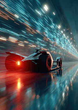 Futuristic Race Car Speeding