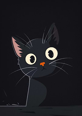Cartoon Black Cat Peeking