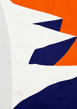 Abstract Orange, White, and Blue Shapes