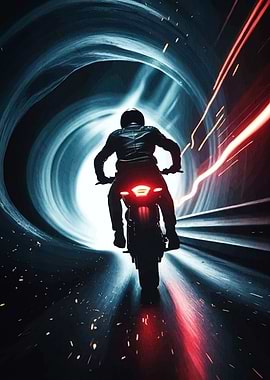 Motorcycle Rider Speeding Tunnel