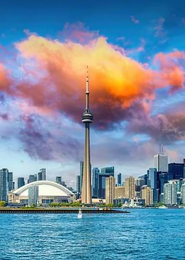 Toronto Skyline with CN Tower at Sunset