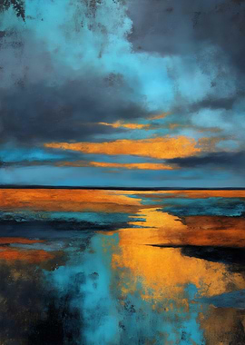 Golden Tide – Minimal Abstract Landscape