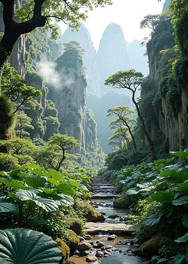 Lush Green Valley with Stream