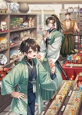 Anime characters in a Japanese shop