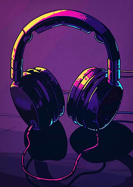 Headphones with Neon Highlights