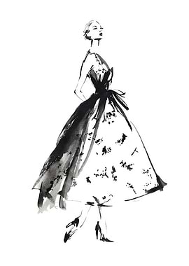 Fashion Illustration: Woman in Elegant Dress