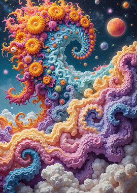 Colorful Cosmic Floral Cloudscape