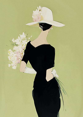 Elegant Woman in Black Dress Illustration