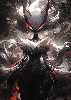 Abstract Anime Character with Red Eyes