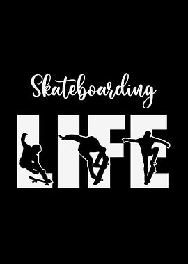 Skateboarding Life Black and White Graphic