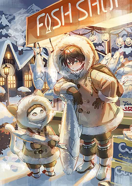 Anime Fish Shop in Winter
