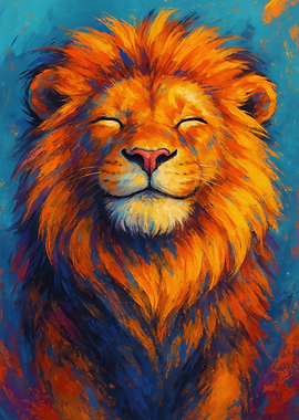 Smiling Lion Portrait