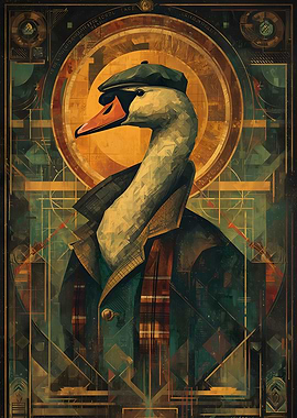 Swan in a Suit and Cap