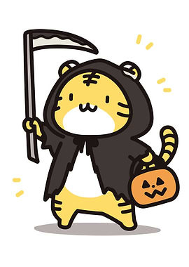 Cute Tiger Grim Reaper Halloween