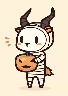 Cute Cartoon Antelope Mummy Halloween Pumpkin