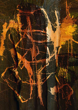 Abstract Coat with Orange Splatters