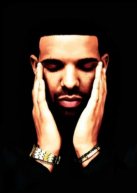 Drake Portrait with Hands on Face