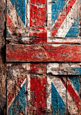 Distressed Union Jack on Wood, British Flag