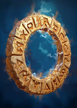 Runic Stone Ring with Lightning