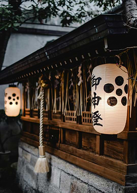 Japanese Lanterns at a Temple