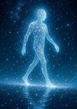 Celestial Walker: A Starry Human Figure