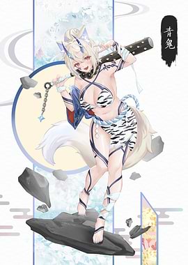 Anime Girl with Club and Fox Features