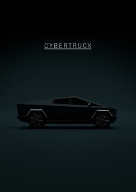 Tesla Cybertruck Minimalist Dark Poster