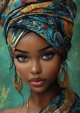 Elegant Woman with Turban Portrait