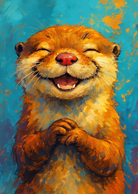 Happy Otter Painting