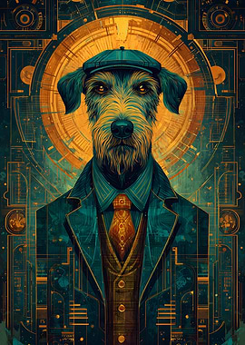 Dog in Suit with Cap Portrait