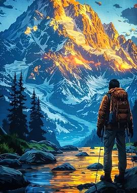 Mountain Hiker Landscape