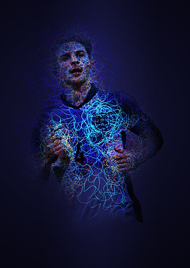 Declan Rice with Abstract Line Art