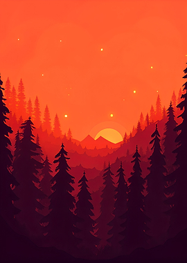 Sunset Forest Landscape