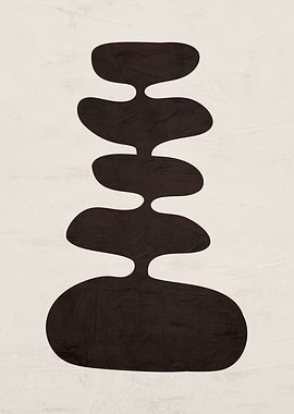 Abstract Dark Brown Stone Cairn Art