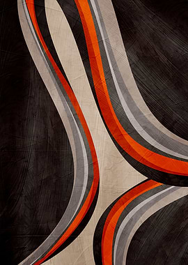 Abstract Curves with Orange and Gray